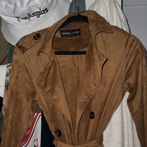 kendall & kylie jacket long brown velvet